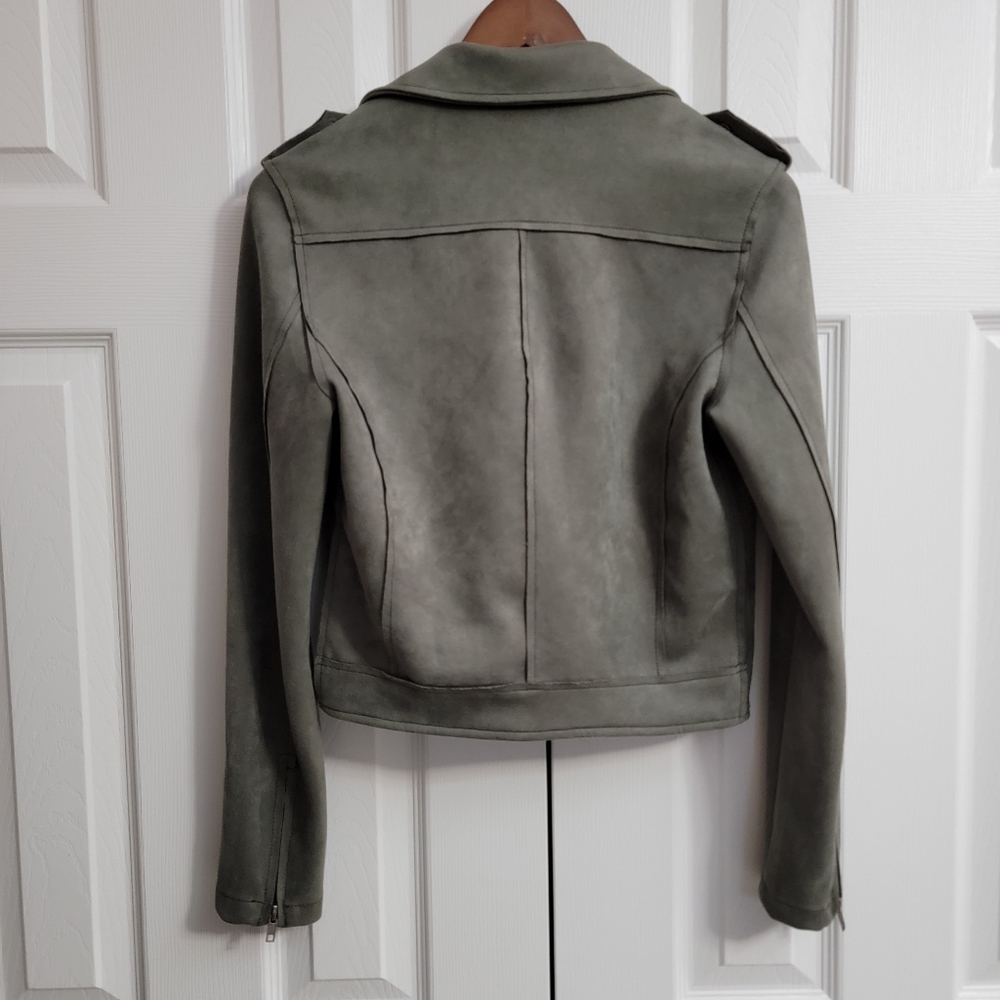 Rag Poets Everit Faux Suede Moto Jacket Gray Women’s XS Asymmetrical Biker - Picture 5 of 15